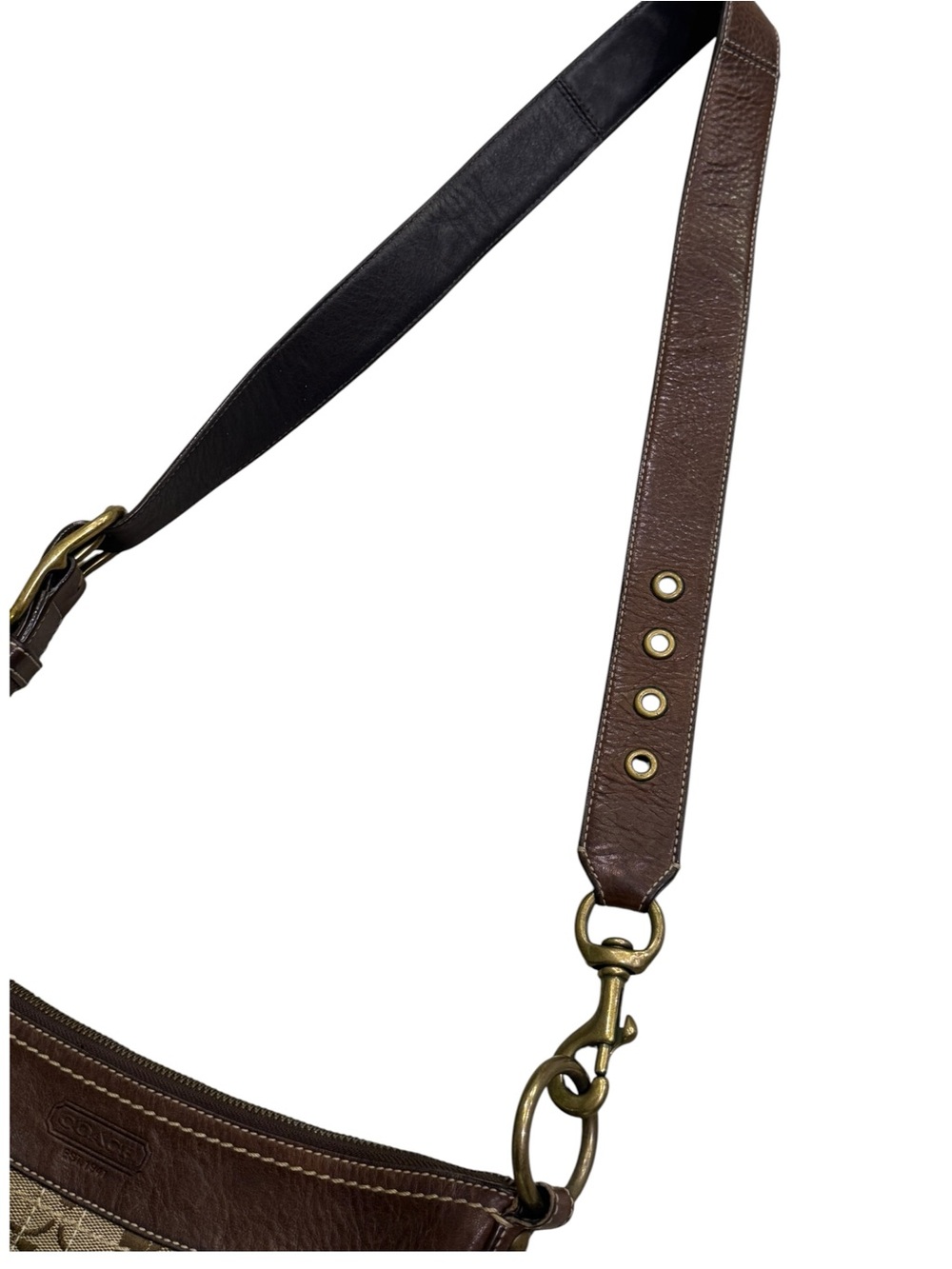 Vintage Coach Signature Crossbody Bag | Brown Jacquard Canvas & Leather Trim - Picture 9 of 16